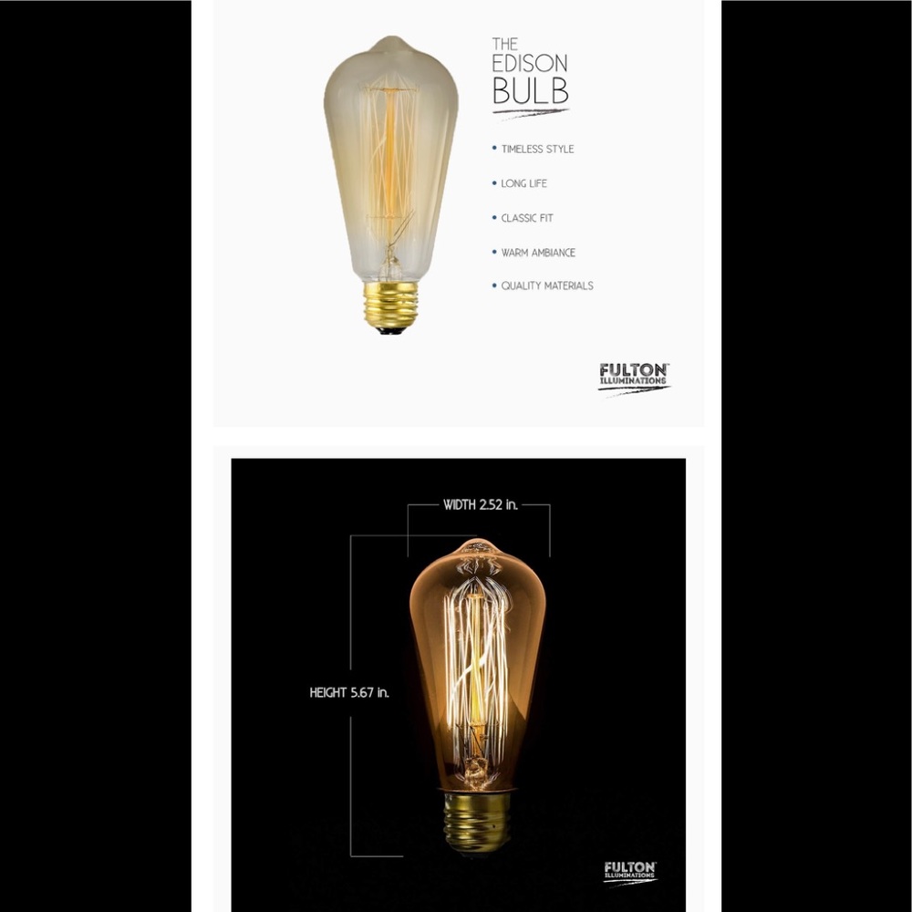 4-Pk Vogt Edison Light Bulbs 40W E26/E27 Dimmable